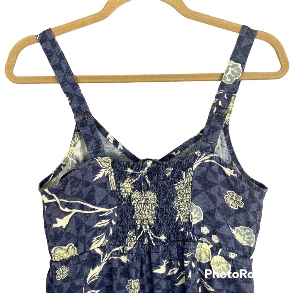 Sonoma Linen Blend Floral Midi Maxi Sundress Blue Sleeveless Small - Picture 8 of 12